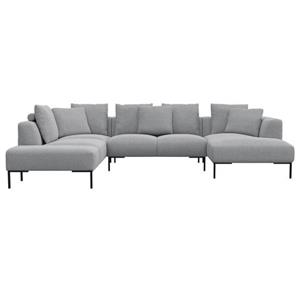 FLEXLUX Ecksofa "Sava", Schwarze Metallfüße, mit losen Rückenkissen, Luxuriöses Sitzkomfort