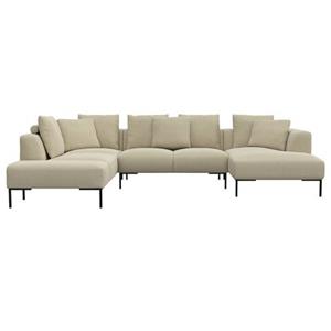 FLEXLUX Ecksofa "Sava", Schwarze Metallfüße, mit losen Rückenkissen, Luxuriöses Sitzkomfort