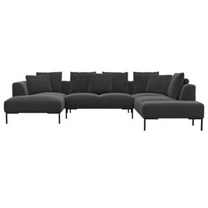 FLEXLUX Ecksofa "Sava", Schwarze Metallfüße, mit losen Rückenkissen, Luxuriöses Sitzkomfort
