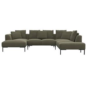 FLEXLUX Ecksofa "Sava", Schwarze Metallfüße, mit losen Rückenkissen, Luxuriöses Sitzkomfort
