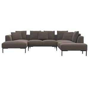 FLEXLUX Ecksofa "Sava", Schwarze Metallfüße, mit losen Rückenkissen, Luxuriöses Sitzkomfort