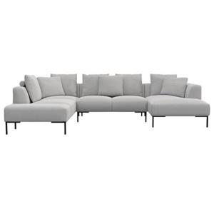 FLEXLUX Ecksofa "Sava", Schwarze Metallfüße, mit losen Rückenkissen, Luxuriöses Sitzkomfort