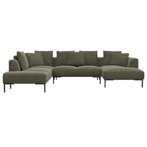 FLEXLUX Ecksofa "Sava", Schwarze Metallfüße, mit losen Rückenkissen, Luxuriöses Sitzkomfort