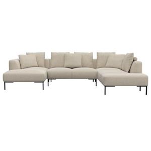 FLEXLUX Ecksofa Sava, Schwarze Metallfüße, mit losen Rückenkissen, Luxuriöses Sitzkomfort