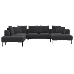 FLEXLUX Ecksofa Sava, Schwarze Metallfüße, mit losen Rückenkissen, Luxuriöses Sitzkomfort