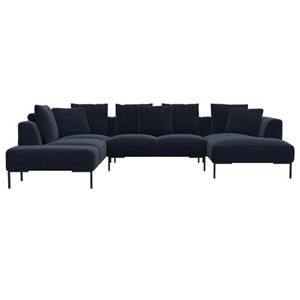 FLEXLUX Ecksofa Sava, Schwarze Metallfüße, mit losen Rückenkissen, Luxuriöses Sitzkomfort