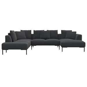 FLEXLUX Ecksofa Sava, Schwarze Metallfüße, mit losen Rückenkissen, Luxuriöses Sitzkomfort