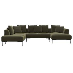 FLEXLUX Ecksofa Sava, Schwarze Metallfüße, mit losen Rückenkissen, Luxuriöses Sitzkomfort