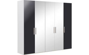 Goossens Kledingkast Easy Storage Ddk, Kledingkast 253 cm breed, 220 cm hoog, 4x draaideur en 1x spiegel draaideur midden