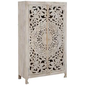 Home affaire Draaideurkast Kenmare Kast, mangohout, decoratieve houtsnijwerk, breedte 100 cm