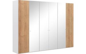 Goossens Kledingkast Easy Storage Ddk, Kledingkast 304 cm breed, 220 cm hoog, 2x draaideur en 4x spiegel draaideur midden