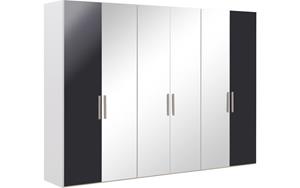 Goossens Kledingkast Easy Storage Ddk, Kledingkast 304 cm breed, 220 cm hoog, 2x draaideur en 4x spiegel draaideur midden