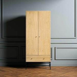 Woodman Kleiderschrank "Flora", Holzfurnier aus Eiche, Fußrahmen aus Metall, Breite 80 cm