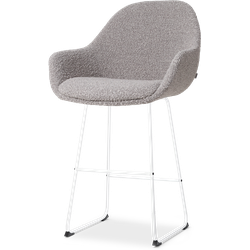 Nolon Nino-Mae barkruk bouclé taupe - wit onderstel - 65 cm
