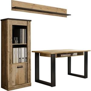 Home affaire Kastenset Sherwood Houtdecor, met schuurdeurbeslag van metaal, breedte ca. 190 cm (3 stuks)