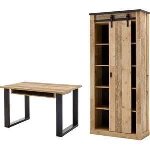 Home affaire Kastenset Sherwood Kantoormeubelenset, met schuurdeurbeslag van metaal, breedte ca. 220 cm (2 stuks)