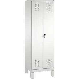 C+P EVOLO Wäsche- / Garderobenschrank, 4 Fachböden, Kleiderstange, Abteile 2 x 300 mm, mit Füßen, lichtgrau