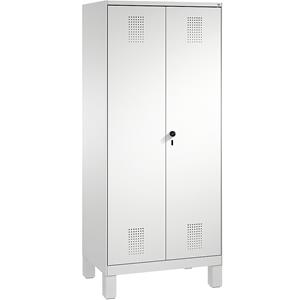 C+P EVOLO Wäsche- / Garderobenschrank, 4 Fachböden, Kleiderstange, Abteile 2 x 400 mm, mit Füßen, lichtgrau