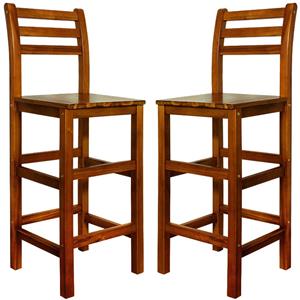 Casaria Barhocker, 2er Set mit Lehne Akazie Holz Massiv 75cm Sitzhöhe 150kg Belastbarkeit