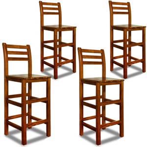Casaria Barkruk met Rugleuning 4 Stuks Acaciahout