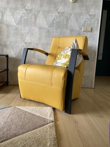 ShopX Leren fauteuil magnificent 207 geel, geel leer, gele stoel