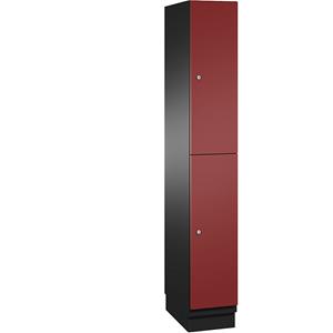 C+P CAMBIO vakkenkast met kledingstang, 2 vakken, kastframe zwartgrijs / deur robijnrood, breedte 300 mm