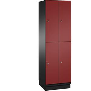 C+P CAMBIO vakkenkast met kledingstang, 4 vakken, kastframe zwartgrijs / deur robijnrood, breedte 600 mm