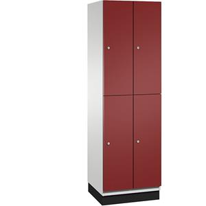 C+P CAMBIO vakkenkast met kledingstang, 4 vakken, kastframe lichtgrijs / deur robijnrood, breedte 600 mm
