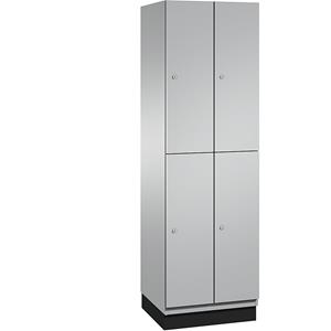 C+P CAMBIO vakkenkast met kledingstang, 4 vakken, kastframe blank aluminiumkleurig / deur blank aluminiumkleurig, breedte 600 mm