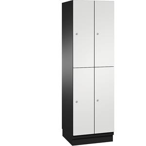C+P CAMBIO vakkenkast met kledingstang, 4 vakken, kastframe zwartgrijs / deur lichtgrijs, breedte 600 mm