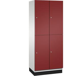 C+P CAMBIO vakkenkast met kledingstang, 4 vakken, kastframe lichtgrijs / deur robijnrood, breedte 800 mm