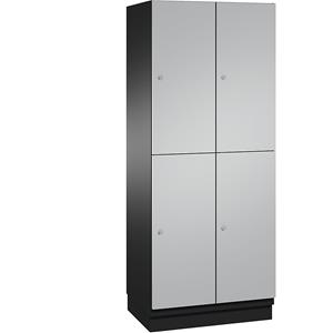 C+P CAMBIO vakkenkast met kledingstang, 4 vakken, kastframe zwartgrijs / deur blank aluminiumkleurig, breedte 800 mm