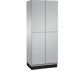C+P CAMBIO vakkenkast met kledingstang, 4 vakken, kastframe blank aluminiumkleurig / deur blank aluminiumkleurig, breedte 800 mm