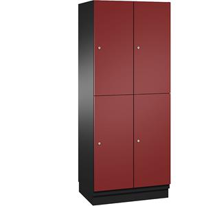 C+P CAMBIO vakkenkast met kledingstang, 4 vakken, kastframe zwartgrijs / deur robijnrood, breedte 800 mm