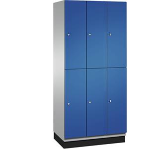 C+P CAMBIO vakkenkast met kledingstang, 6 vakken, kastframe blank aluminiumkleurig / deur gentiaanblauw, breedte 900 mm