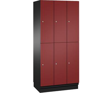 C+P CAMBIO vakkenkast met kledingstang, 6 vakken, kastframe zwartgrijs / deur robijnrood, breedte 900 mm
