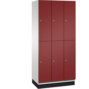 C+P CAMBIO vakkenkast met kledingstang, 6 vakken, kastframe lichtgrijs / deur robijnrood, breedte 900 mm
