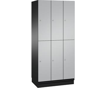 C+P CAMBIO vakkenkast met kledingstang, 6 vakken, kastframe zwartgrijs / deur blank aluminiumkleurig, breedte 900 mm