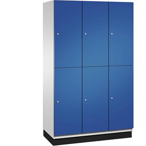 C+P CAMBIO vakkenkast met kledingstang, 6 vakken, kastframe lichtgrijs / deur gentiaanblauw, breedte 1200 mm