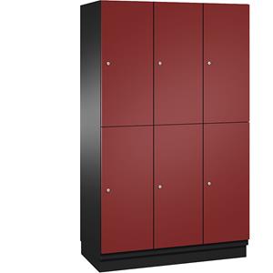 C+P CAMBIO vakkenkast met kledingstang, 6 vakken, kastframe zwartgrijs / deur robijnrood, breedte 1200 mm