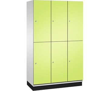 C+P CAMBIO vakkenkast met kledingstang, 6 vakken, kastframe lichtgrijs / deur felgroen, breedte 1200 mm