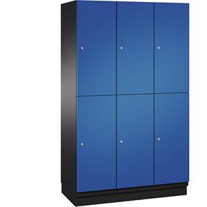 C+P CAMBIO vakkenkast met kledingstang, 6 vakken, kastframe zwartgrijs / deur gentiaanblauw, breedte 1200 mm