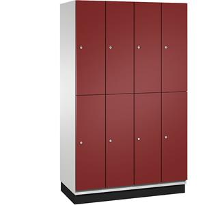 C+P CAMBIO vakkenkast met kledingstang, 8 vakken, kastframe lichtgrijs / deur robijnrood
