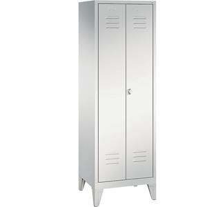 C+P CLASSIC Garderobenschrank mit Füßen, 4 Fachböden, Kleiderstange, Abteile 2 x 300 mm, lichtgrau