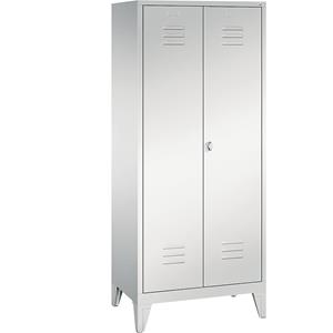 C+P CLASSIC Garderobenschrank mit Füßen, 4 Fachböden, Kleiderstange, Abteile 2 x 400 mm, lichtgrau