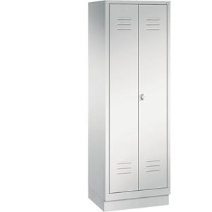 C+P CLASSIC Garderobenschrank mit Sockel, 4 Fachböden, Kleiderstange, Abteile 2 x 300 mm, lichtgrau