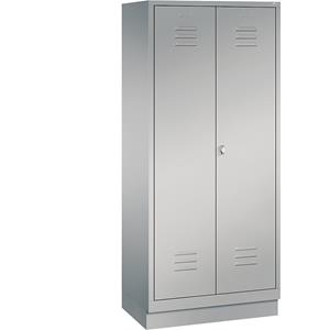 C+P CLASSIC Garderobenschrank mit Sockel, 4 Fachböden, Kleiderstange, Abteile 2 x 400 mm, weißaluminium