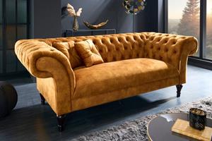 Invicta Interior Sofa Paris Chesterfield mosterdgeel Fluweel/ 41249