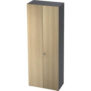 Kast TOPAS LINE, Garderobekast, 6 ordnerhoogten, B 800 mm, grafiet/eikenpatroon