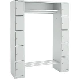 Schäfer Shop Select Schäfer Shop  Select Kastenkast, met hoedenplank en kledingstang, 2 x 5 vakken, B 1735 x D 500 x H 1950 mm, lichtgrijs/lichtgrijs